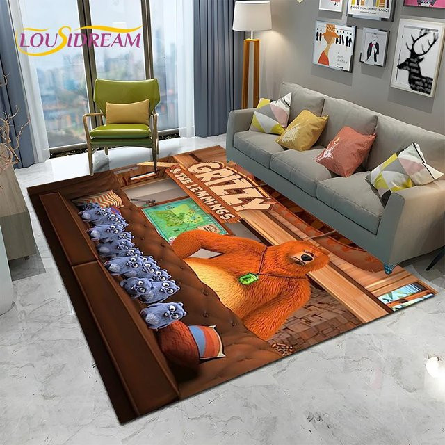 JGJG Teppich Grizzy und die Lemminge für Kinderzimmer und Wohnzimmer, Mehrfarbig, B/T: 90 x 60 cm - Bild 1