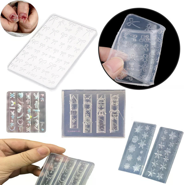 Jiauting Nail Art Silikonform, Bowknot 3D Carving, Nageldesign Vorlage - Bild 1