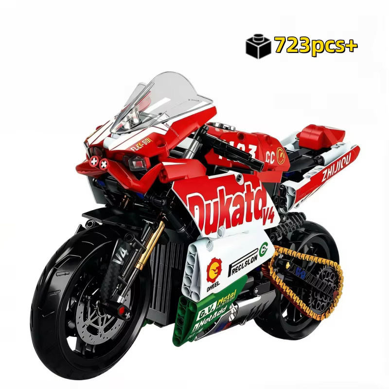 HUATEC Technisches City Rotes Motorrad, Modellbausatz, 1:8, 723 Teile - Bild 2