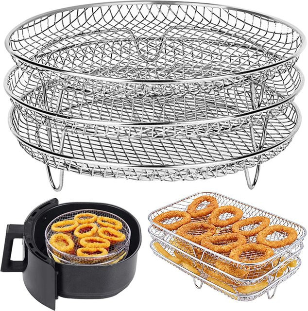Willstar 3-stufiger Luftfritteusenständer und Dörrständer in Silber, rund und freistehend - Bild 1