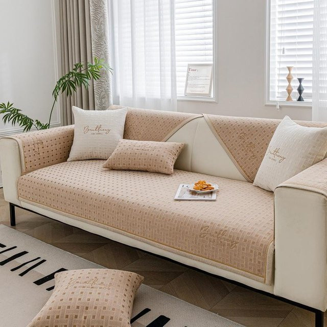 Modernes Chenille Sofakissen als rutschfestes Sitzkissen und Sofabezug, B/B: 70 x 70 cm - Bild 1
