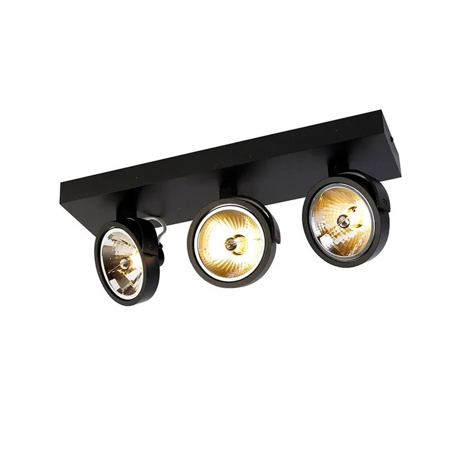 QAZQA Industrie Spot Schwarz aus Aluminium, 3-flammig und verstellbar - Bild 2