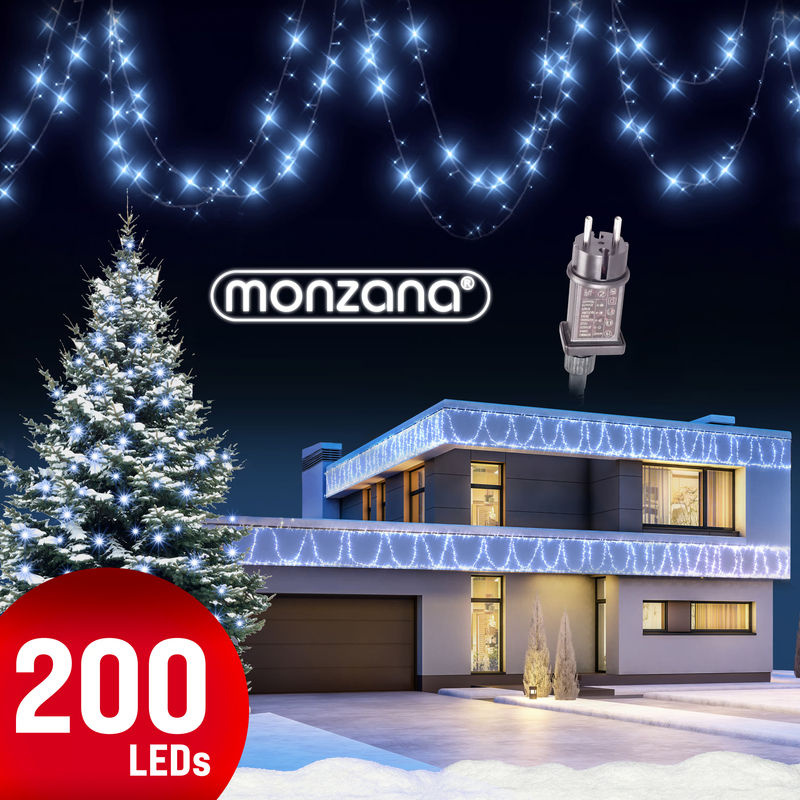 Monzana LED Weihnachts-Lichterkette in Weiß mit 20 m Länge und IP44 Schutzart - Bild 2