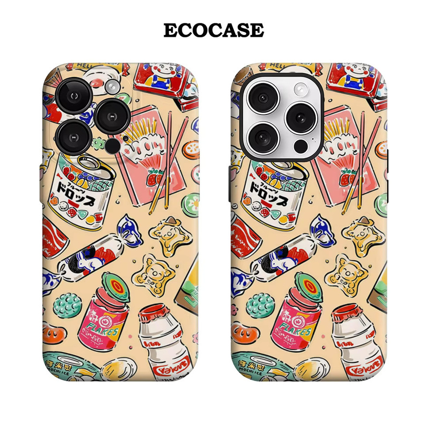Handyhülle Potdemiel mit Retro japanischem Snack-Design für iPhone 17 16 15 14 13 12 Pro Max Plus, mehrfarbig, doppelschichtige Rückseite - Bild 2