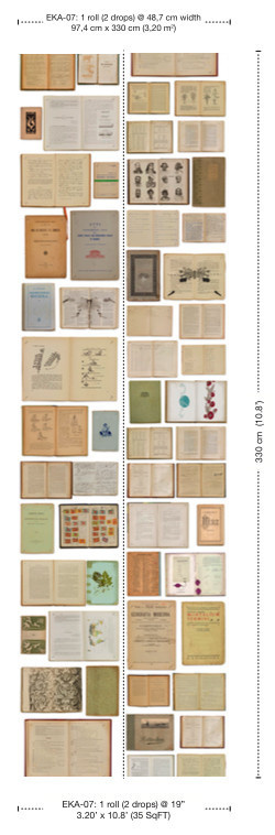 NLXL Wandtattoo Mural EKA-07 Bibliotheca in Beige und Multicolour, Non-Woven Tapete im Shabby Chic Design mit Typografie und abstrakten Elementen - Bild 2