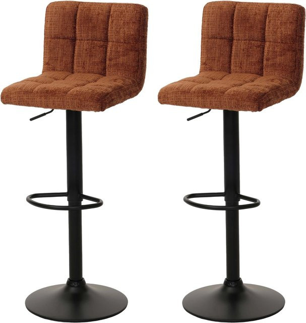 PROREGAL 2er-Set Barhocker gepolstert mit Lehne in Terracotta, höhenverstellbare Tresenhocker aus Chenille-Stoff mit 360 Grad Drehsitz, Sitzhöhe: 63-83 cm - Bild 1