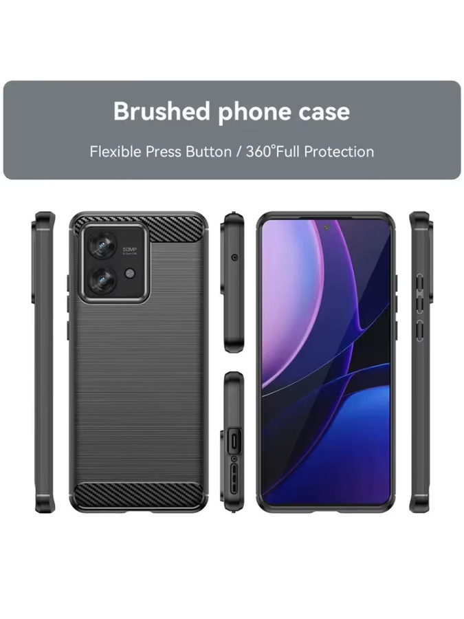 Motorola Edge X50 Fusion Soft TPU Cover mit Kohlefaser-Textur in Schwarz und Rot - Bild 4