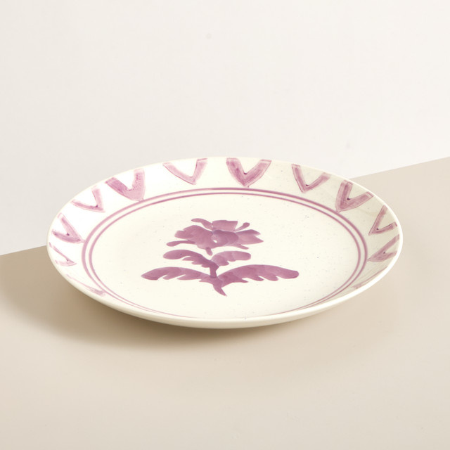 Blume2000 Essteller aus Steingut mit floralem Design in Lila und Blau, Durchmesser: 25,0 cm - Bild 1