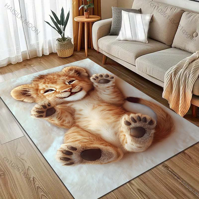 UQIDEHOME Teppich mit Löwenmuster in Beige, weiche Bodenmatte aus Kunstfell für Wohnzimmer und Schlafzimmer, B/T: 60 x 40 cm - Bild 3