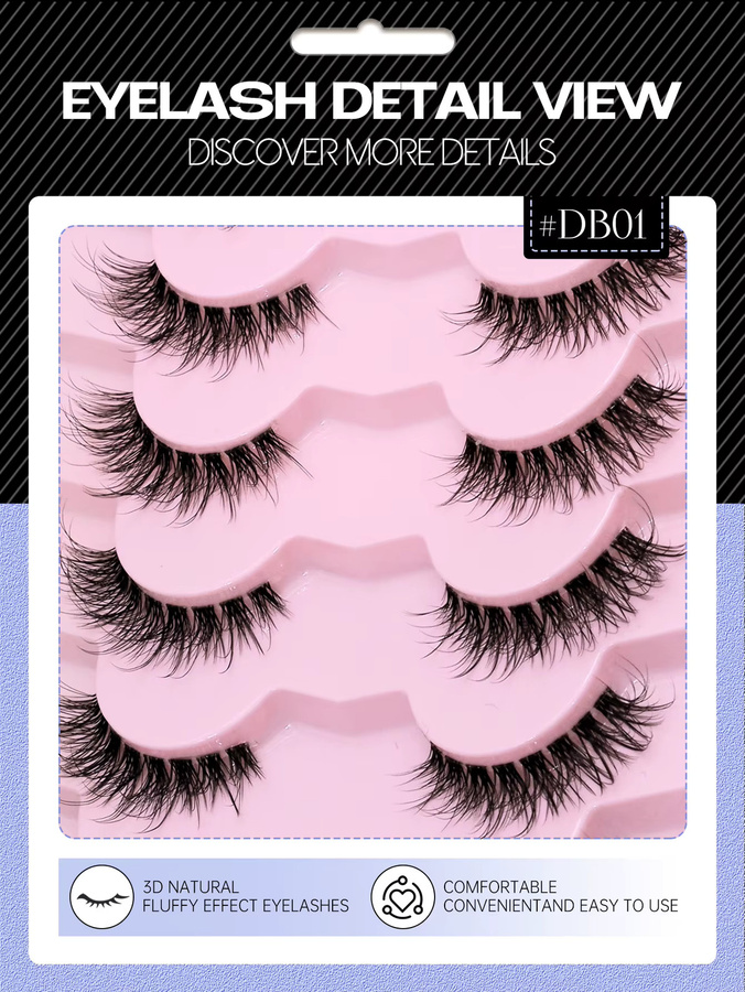 VELTRINAY Wimpern, Wispy-Look, transparentes Band, Unisex - Bild 3