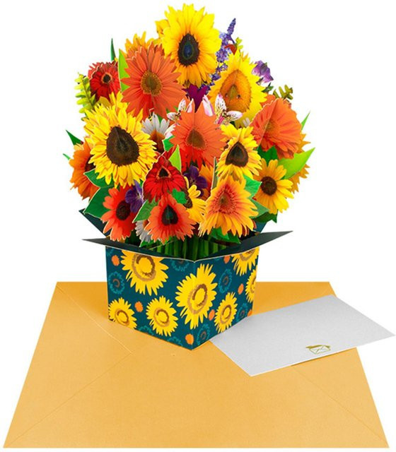 Be Free 3D PopUp Blumenkarte mit Blumenstrauß in Mehrfarbig für Geburtstag, Muttertag oder Vatertag - Bild 1