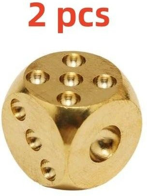 2 Stück handgefertigte Würfel aus reinem Kupfer in Gold, geometrische Metall-Ornamente für Schach- und Kartenspiele, Kantenlänge: 1,5 cm - Bild 1