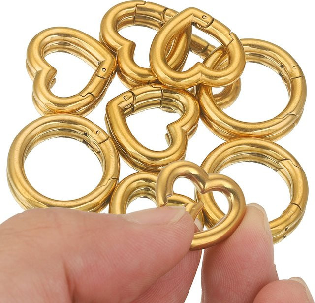 Alisaya Karabinerverschluss, Herz, runder Ring, Edelstahl, Unisex - Bild 1