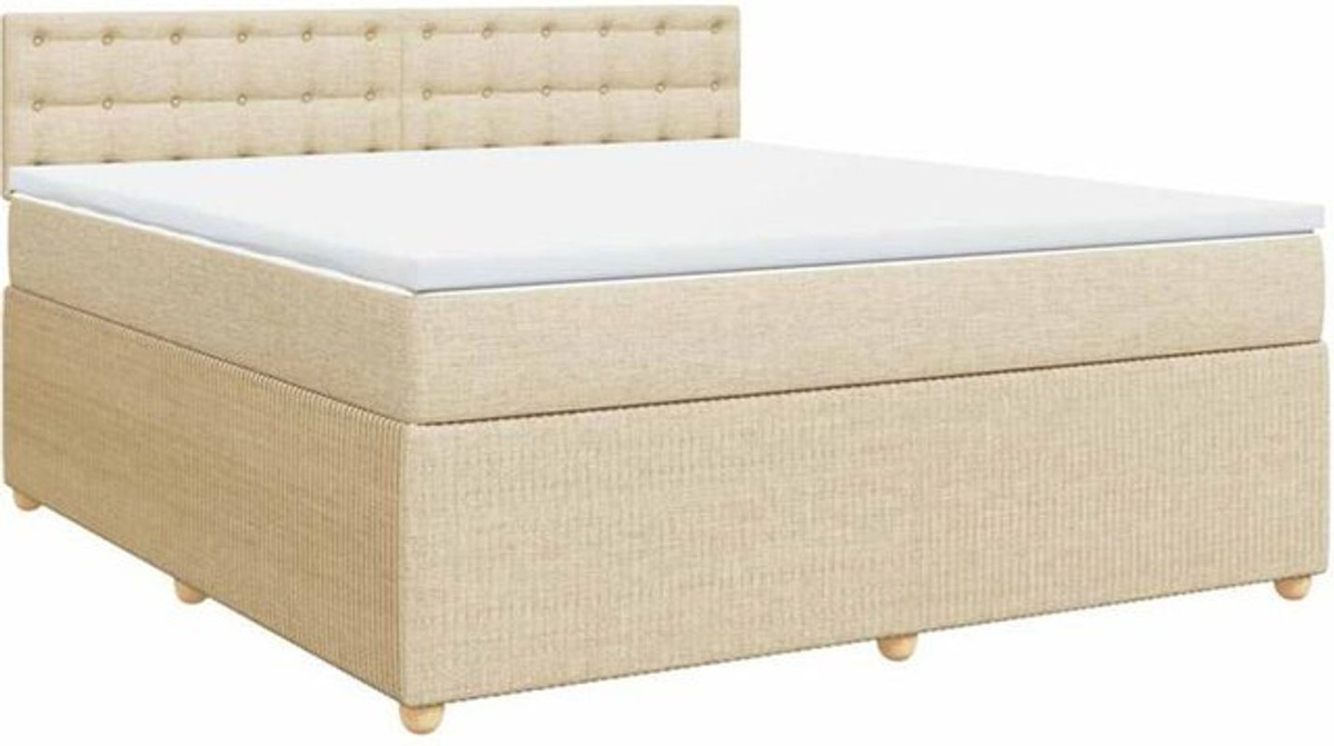 vidaxl Boxspringbett mit Matratze aus Stoff in Creme, B/T/H: 180 x 200 x 100,5 cm - Bild 1