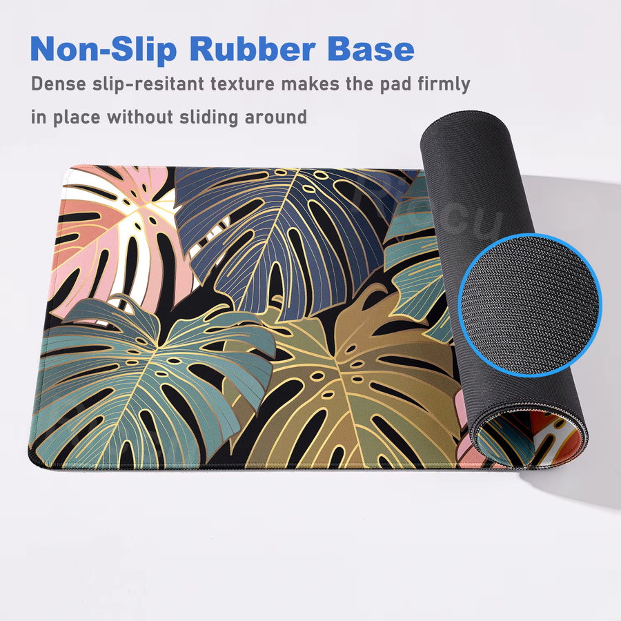 Riccu Schreibtischunterlage mit grünem Monstera deliciosa Pflanzenmuster, XXL Mauspad in Grün und Multicolour - Bild 2
