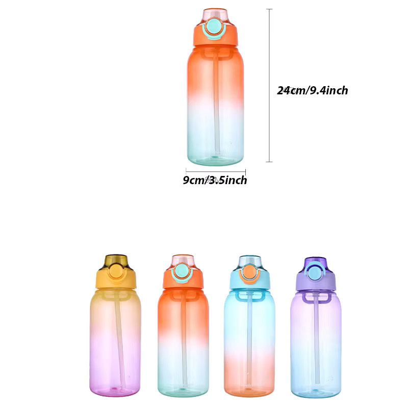 Lusqi Aromatisierte Wasserflasche mit Geschmacksring, gefrostet, 1000ml, Multicolor - Bild 2