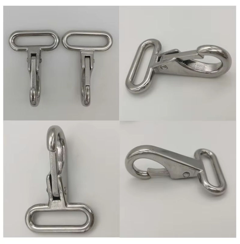 NERISXB Karabinerhaken mit quadratischem Ring aus Edelstahl 316 in Silber für Segelgeräte und Yacht - Bild 5