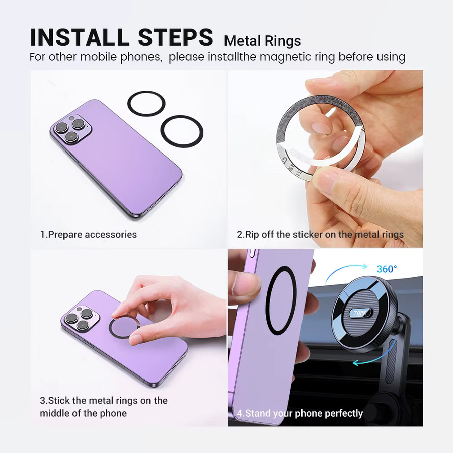 TOPK Universal Magnetischer Autotelefonhalter für Luftauslass mit Metallhaken und MagSafe Kompatibilität, Schwarz - Bild 6