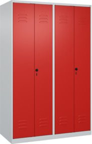 C+P PSA Doppel-Spind Classic PLUS mit 4 Abteilen, Lichtgrau und Verkehrsrot, B/H/T: 120 x 185 x 50 cm - Bild 1