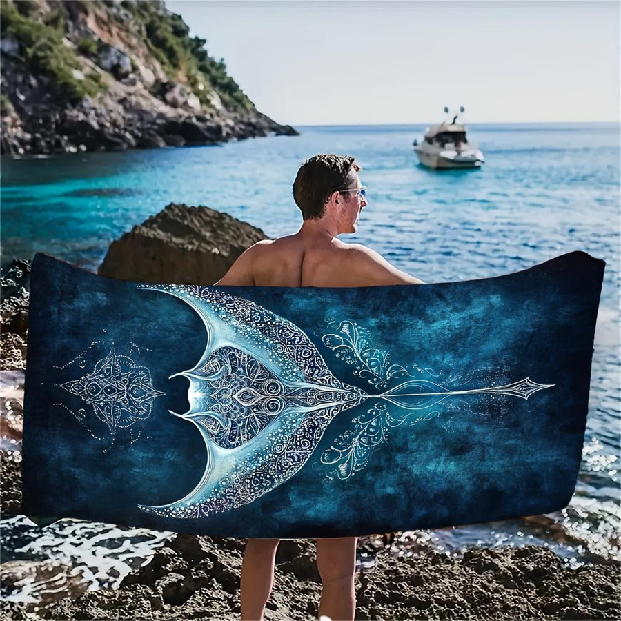 Bohemian Mantarochen Mandala Strandtuch aus schnelltrocknender Mikrofaser in Weiß, B: 30 cm, H: 60 cm - Bild 4