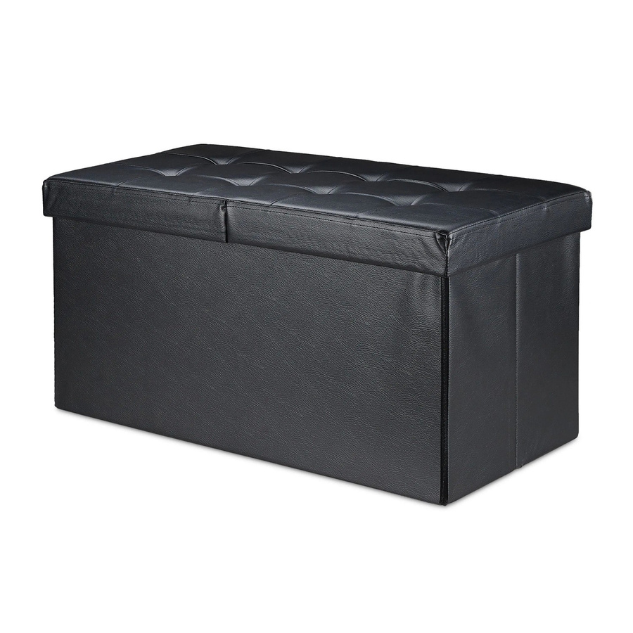 Relaxdays Sitzbank aus Kunstleder in Schwarz, klappbar, B/T/H: 75 x 39 x 37 cm - Bild 2