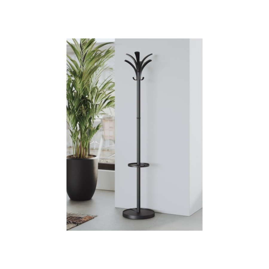 ALBA Garderobenständer Brio in Schwarz aus Metall und Kunststoff mit Haken für den Flur, Höhe: 175 cm, Breite: 35 cm, Tiefe: 35 cm - Bild 2