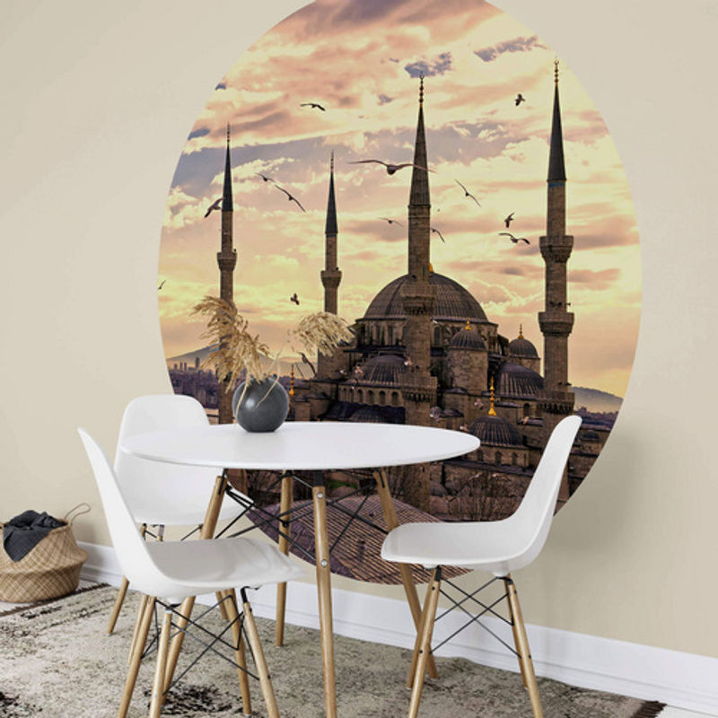 K&L Wall Art Runde Vliestapete Sultan Ahmed Blaue Moschee, mehrfarbig, matt - Bild 2