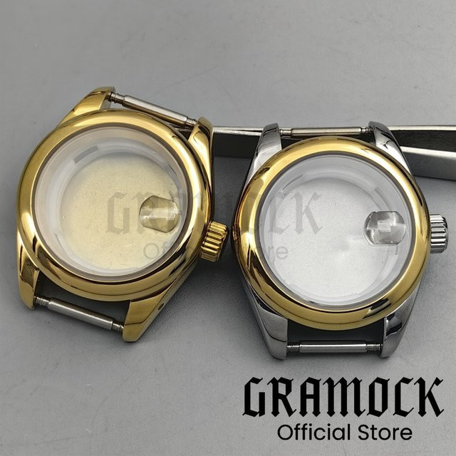 GRAMOCK Uhrengehäuse Edelstahl, Gold-Rosen, 28 mm, Damen, Saphirglas - Bild 1