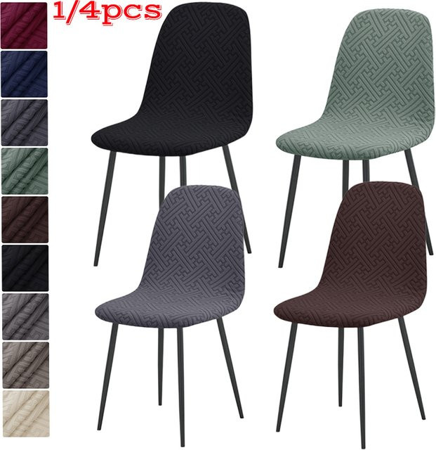 Yupartex Jacquard-Shell-Stuhlhussen aus Stretch-Material für Esszimmerstühle, einfarbig, kurze Rückenlehne - Bild 1