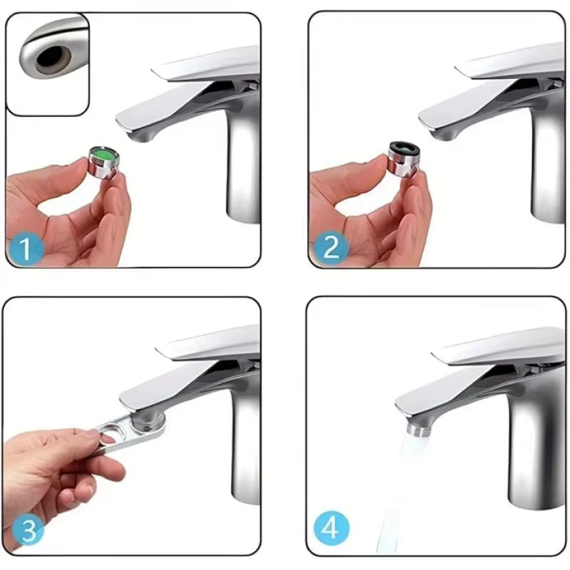 GUHE 2-in-1 Wasserhahn-Belüfter-Schlüssel zur Durchfluss-Einstellung in Silber - Bild 5