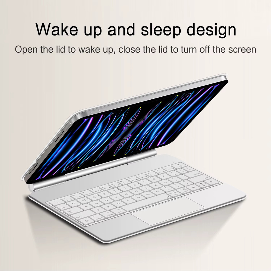 AJIUYU Magic Keyboard mit Pogo PIN und Scissor-Switch für iPad Pro und iPad Air, Multi-Touch Tastatur Hülle, erhältlich in Schwarz oder Weiß - Bild 3