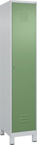C+P Spind Classic PLUS Garderobenschrank mit 1 Abteil, Füße, Zylinderschloss und 4 Garderobenhaken, Farbe: Grau/Grün, H x B x T: 195 x 40 x 50 cm - Bild 1