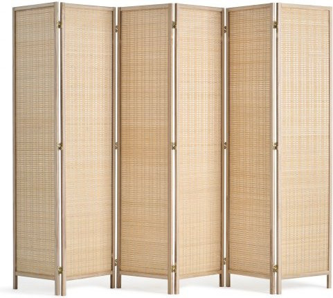VEVOR Raumteiler aus Bambus und Paulownia-Holz, 6-Panel Paravent zum Falten, Sichtschutz in Beige und Braun - Bild 1