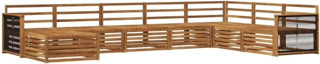 vidaXL Outdoor-Sofagarnitur aus Akazienholz in Natur, 8-teiliges Set im U-Shape mit modernem Latten-Design und Armlehnen - Bild 1