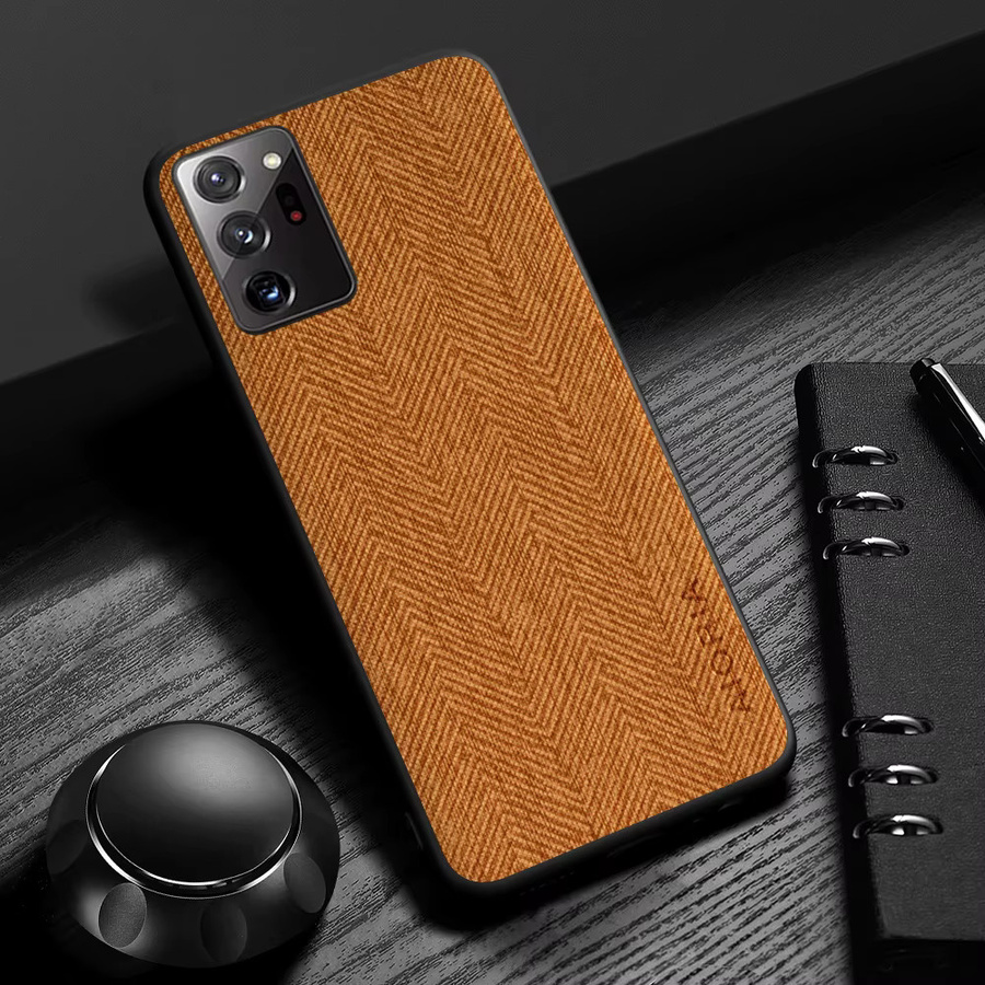 Lederhülle mit Holzmaserung für Samsung Galaxy Note 10 Plus Lite und Galaxy Note 20 Ultra in Grün - Bild 1