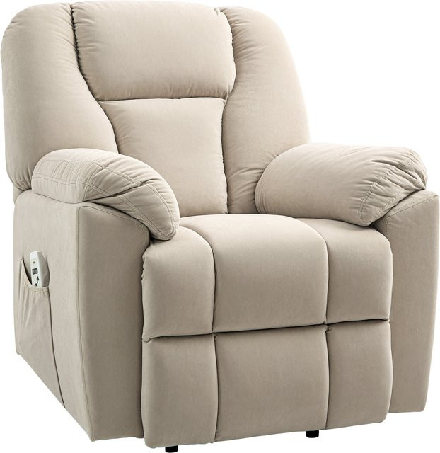 HOMCOM Relaxsessel mit Massagefunktion und Heizung in Beige mit USB-Anschluss und verstellbarer Rückenlehne - Bild 1
