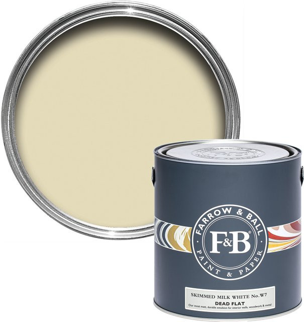 Farrow & Ball Dead Flat Wandfarbe Skimmed Milk White W7, Wasserbasiert, 2,5 l - Bild 1