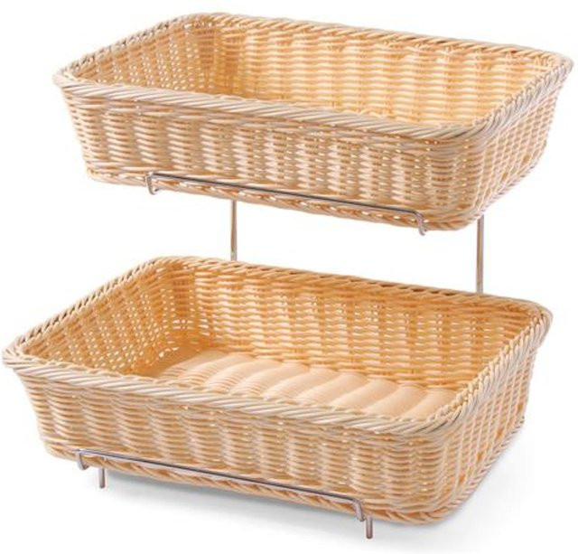 Hendi 561201 Polyrattan-Etagen-Brotkörbe mit Gestell in Beige, stapelbar - Bild 1