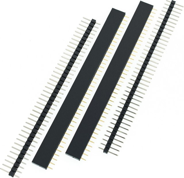 AITEXM ROBOT Set mit 10 Stück 1x40 Pin 2,54 mm einreihigen Buchsen und 10 Stück 1x40 männlichen Stiftleisten in Schwarz - Bild 1