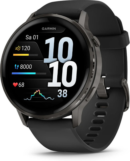 Garmin Venu 4 Smartwatch Schwarz/Schiefergrau mit 45 mm Gehäuse und 22 mm Silikon-Armband mit GPS und Herzfrequenzmessung - Bild 1