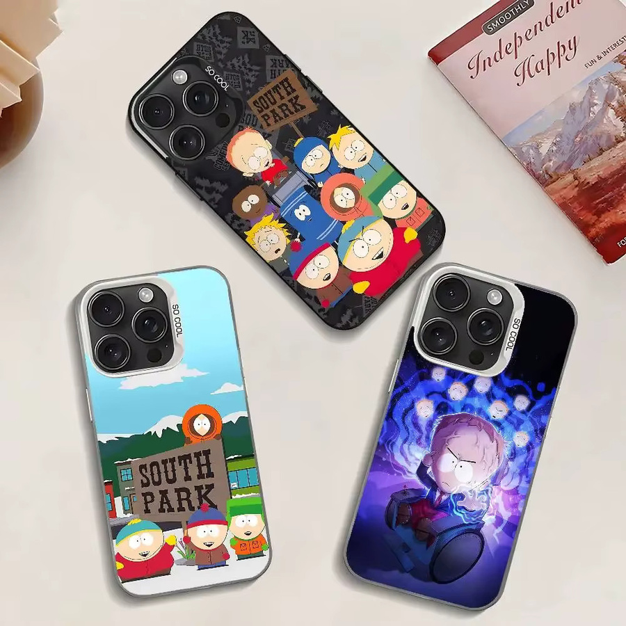 Potdemiel Handyhülle mit South Park Hauptfiguren Gruppen-Print in Multicolour für iPhone 17 16 15 14 13 12 11 Pro Max Plus Mini aus Acryl-Silikon - Bild 1