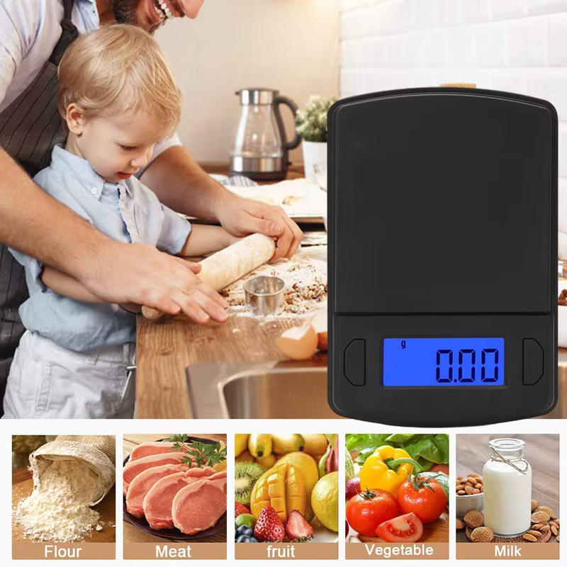Digitale Küchenwaage von tehaoen in Schwarz mit LCD-Display und hochpräziser Messfunktion für Lebensmittel und Schmuck - Bild 5