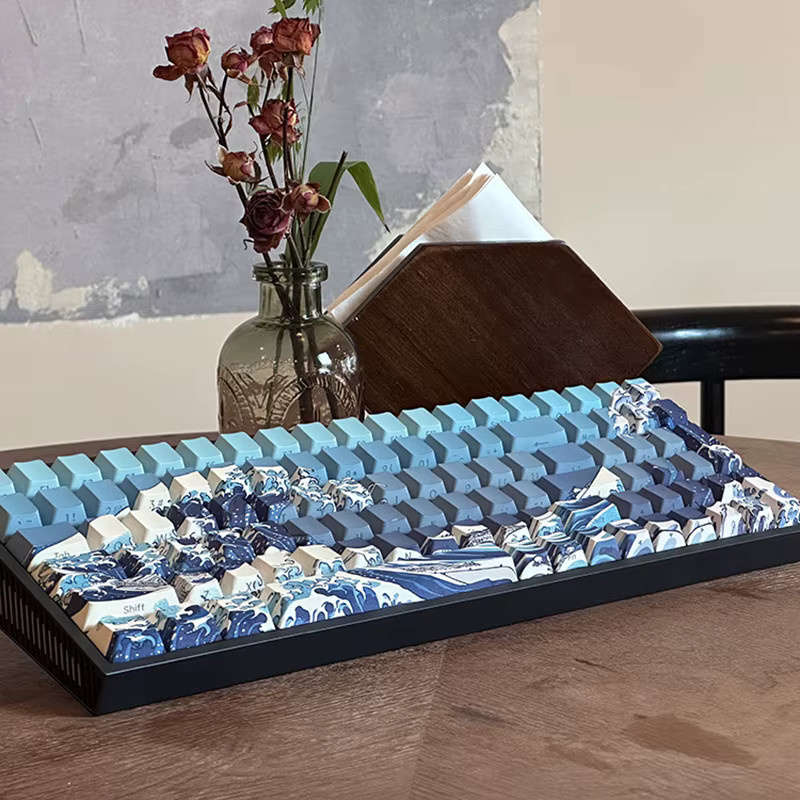 FSWHBY 125 Tastenkappen im Kanagawa-Design mit Cherry MX Kompatibilität, PBT Dye-Sub Tastenkappen im Cherry Profil für RGB-Hintergrundbeleuchtung - Bild 3