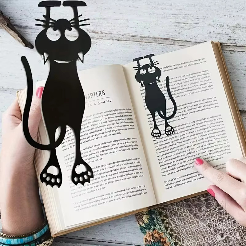 Kawaii Schwarze Katze Lesezeichen aus Kunststoff in 3D-Optik für Schüler und Lehrer - Bild 3