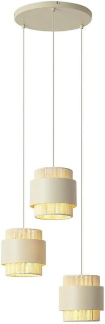 QAZQA Moderne Hängelampe Kora in Beige mit Seil und 3 Leuchten in Gold/Messing - Bild 1