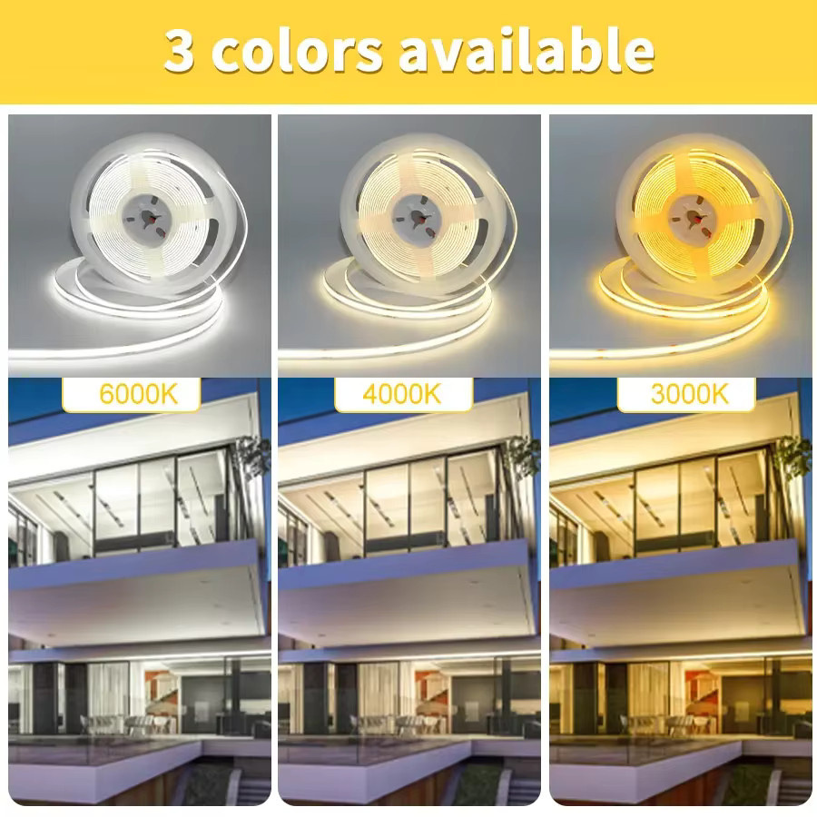 Aamasun Dimmbarer COB LED Streifen mit 320 LEDs/m, Breite: 8 mm, erhältlich in verschiedenen Längen und Farbtemperaturen (3000K, 4000K, 6000K) für deine Zimmerdekoration - Bild 6