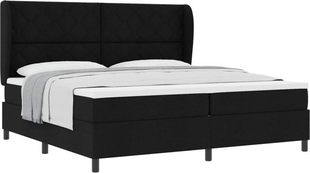vidaXL Boxspringbett mit Matratze Schwarz Stoff B/T/H: 200 x 200 x 128 cm - Bild 1