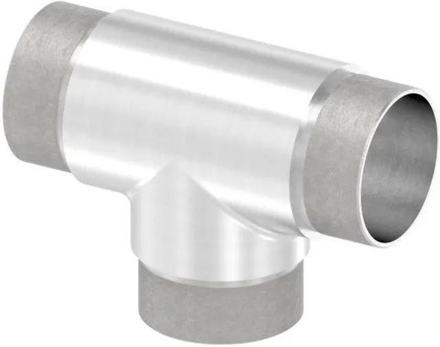 FeNau T-Stück aus Edelstahl in Silber mit Click-System, Durchmesser: 48,3 mm, Wandstärke: 2,0 mm - Bild 1