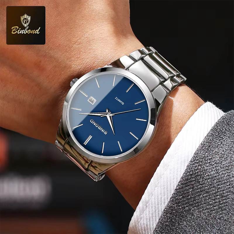 BINBOND Armbanduhr, Quarz, Edelstahl, Blau, Herren - Bild 4