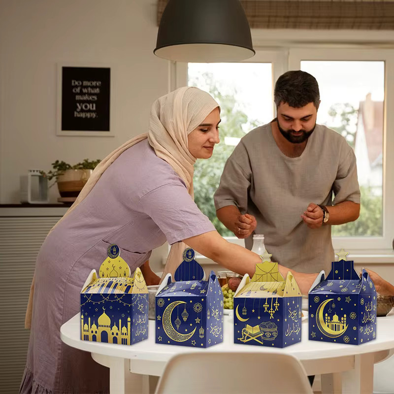 12 oder 24 Stück Eid Mubarak Geschenkkartons für Ramadan Kareem Party Dekoration in Mehrfarbig und Blau aus Papier - Bild 6